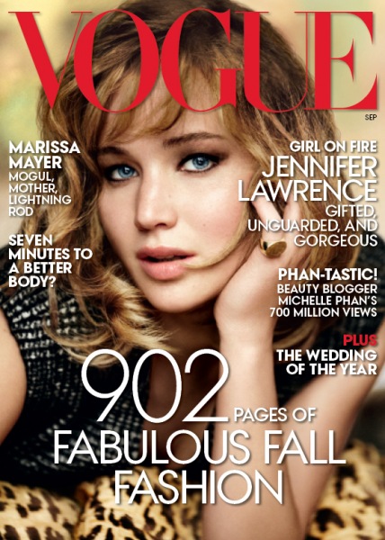 fot. Mario Testino / Jennifer Lawrence na okładce wrześniowego numeru Vogue US